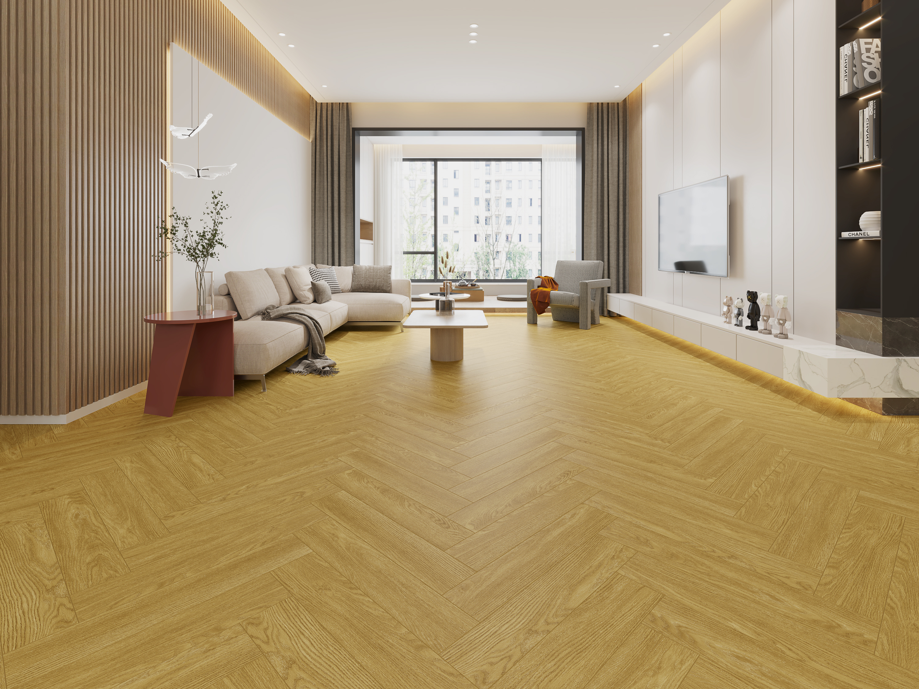 Кварцвиниловая плитка Evofloor клеевая Parquet Glue Лантерна Lanterna PG934-1-2.5 венгерская елка 762×152,4×2,5 фото в интерьере